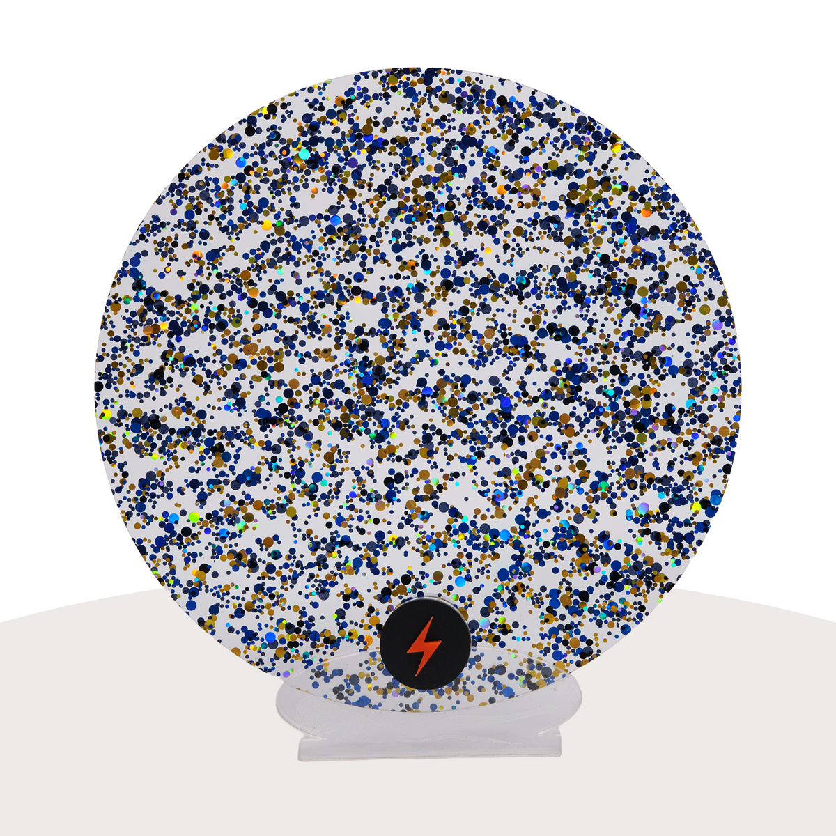 Blue/Black/Gold Bubble Glitter Acrylic — Front view