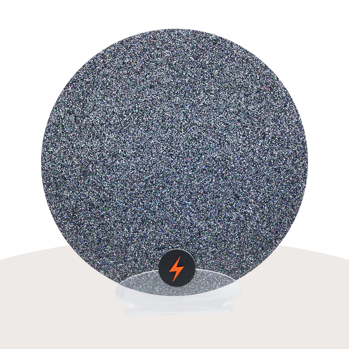 Holographic Black Standard Glitter Acrylic — Front view
