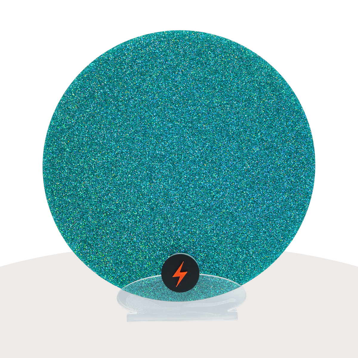 Holographic Aqua Standard Glitter Acrylic — Front view
