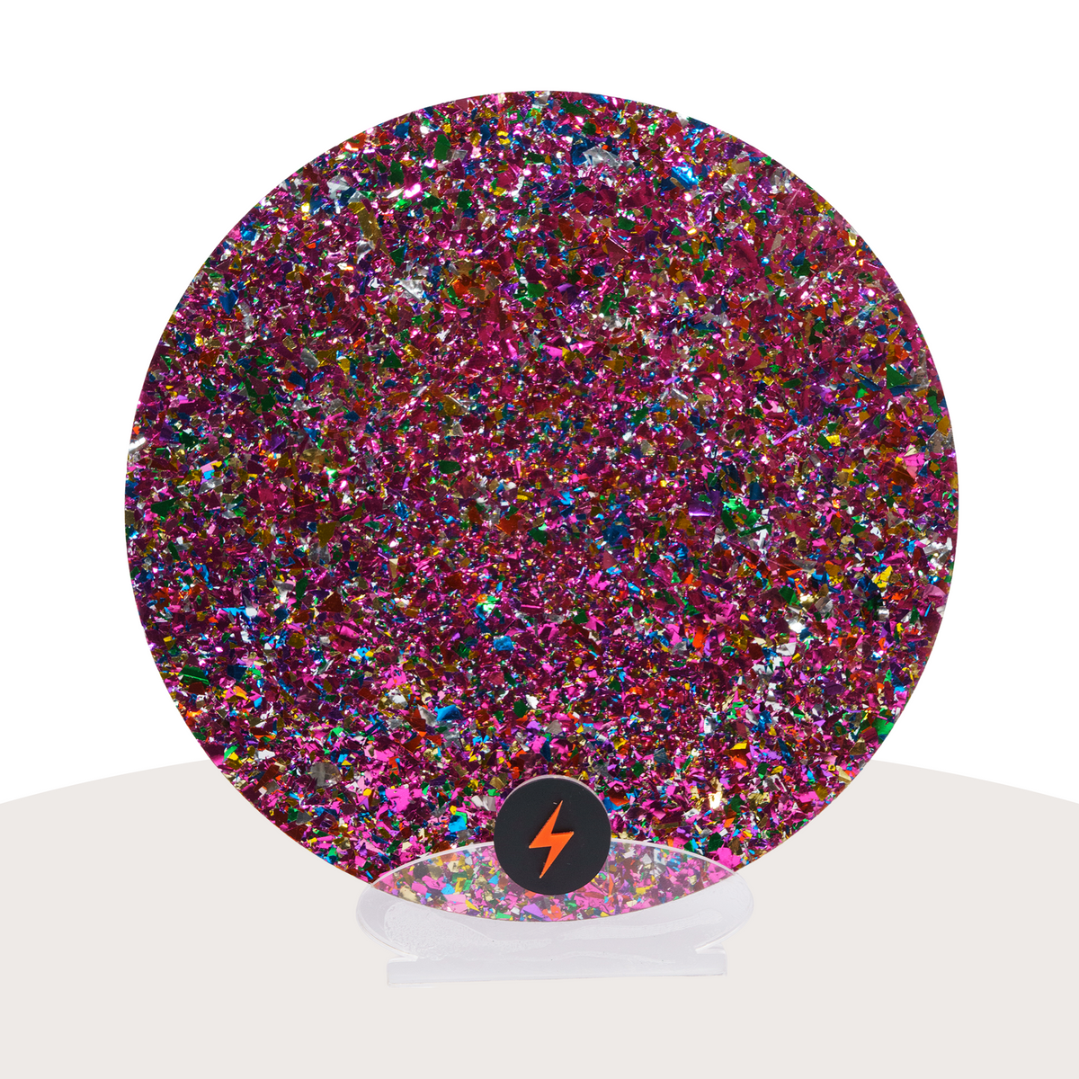Pink Party Glitter Acrylic — Front view
