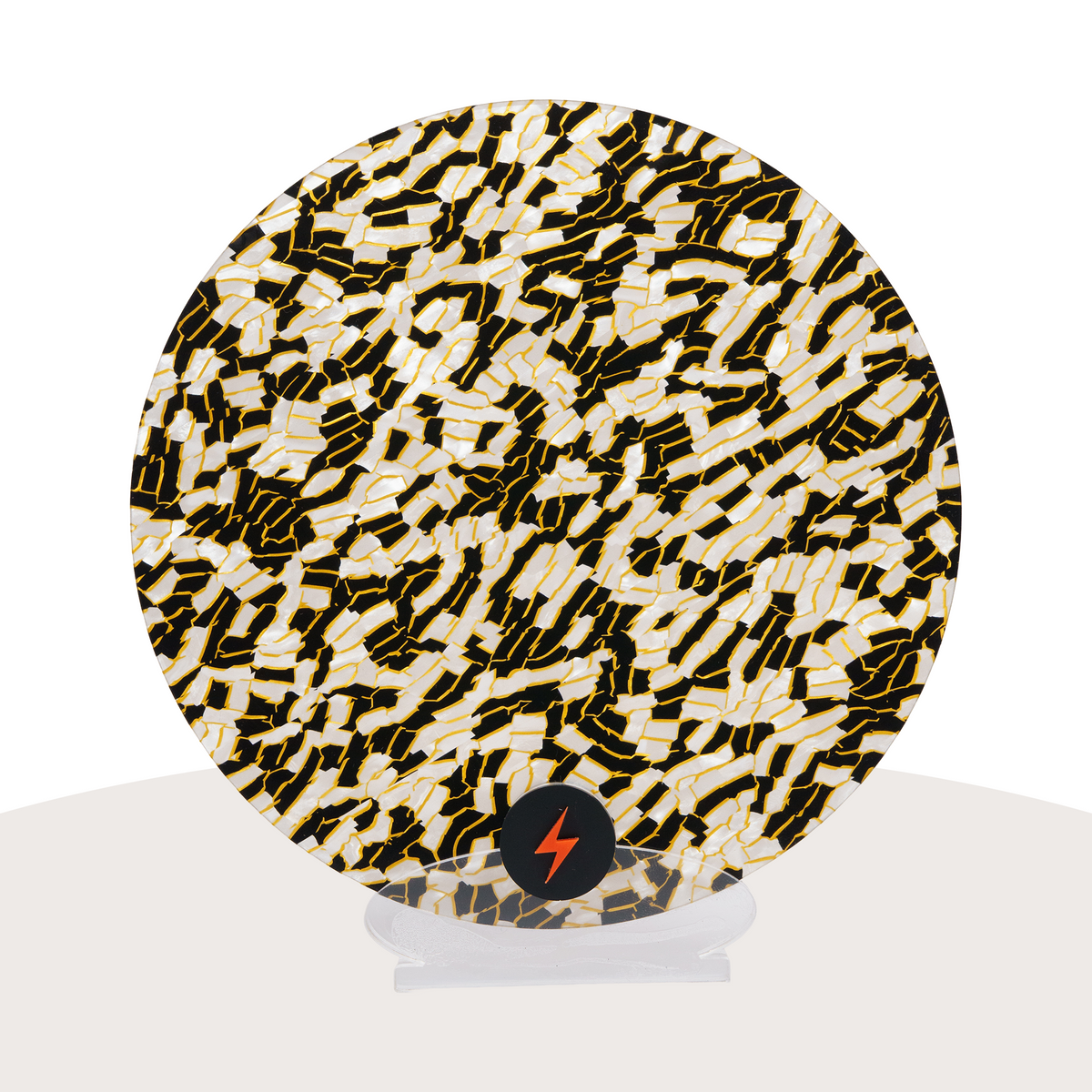 White/Black/Gold Crackle Specialty Acrylic — Front view