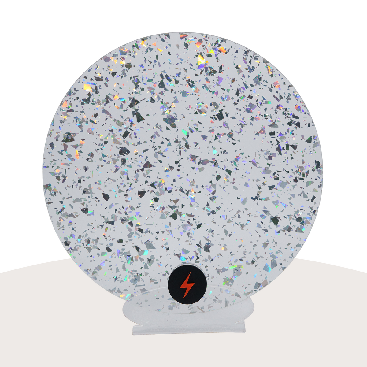 Silver Tinsel Glitter Acrylic — Front view