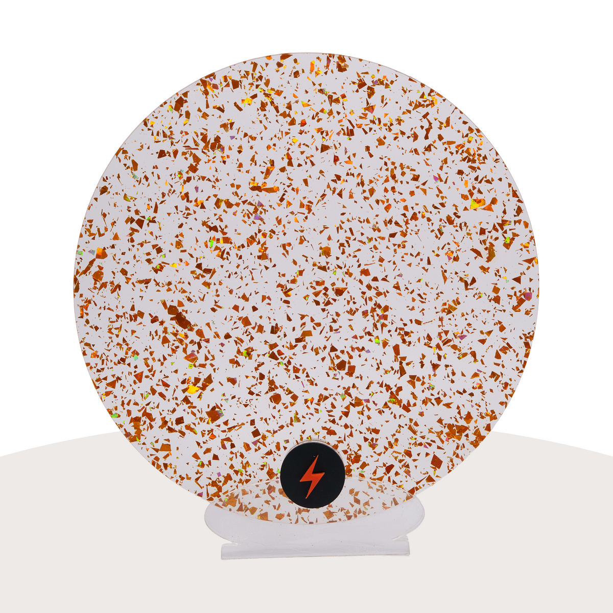 Orange Tinsel Glitter Acrylic — Front view