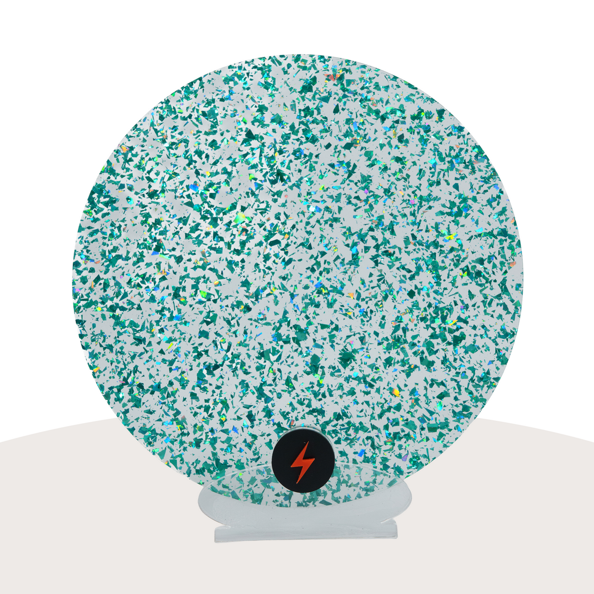 Aqua Tinsel Glitter Acrylic — Front view