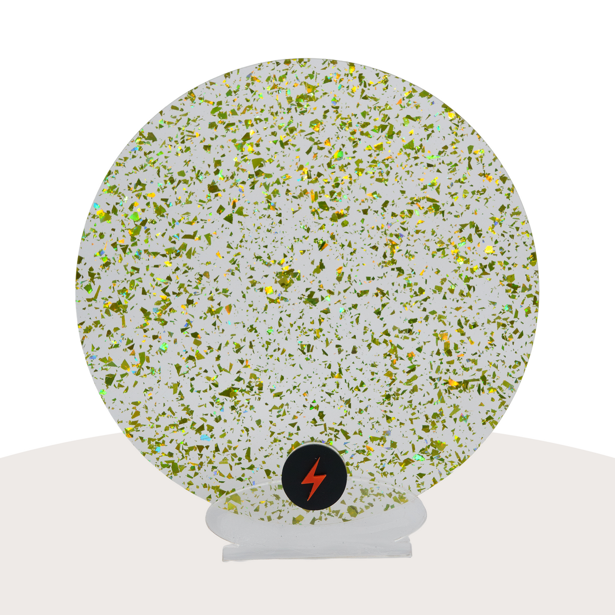 Green Tinsel Glitter Acrylic — Front view